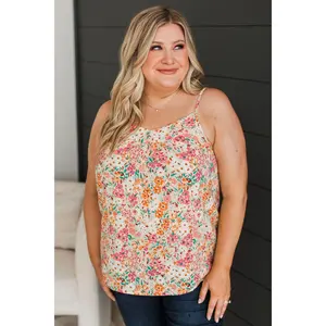 Lost In The Flowers Tank Top- Beige