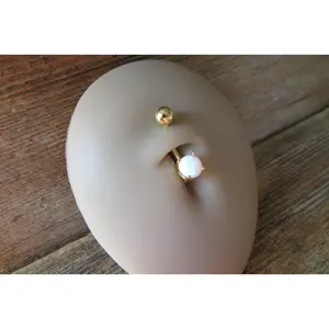 Gold Ion Plated Fire Opal Belly Ring 14g (1.6mm) Piercing VCH