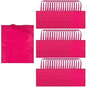 15" x 17" Bulk 48 Pc. Large Pink Nonwoven Tote Bags
