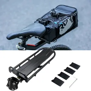 Bike Rear Seat Post Rack Retractable Bike Luggage Cargo Rack Aluminum Alloy Bicycle Pannier Bag Holder Easy to Install