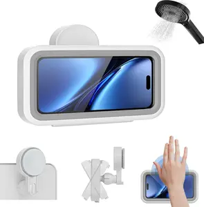 Shower Phone Holder -480 Rotation, High Sensitivity Suction Cup Mount for Easy Movement, Phone Stand Case Mount for Bathtub Kitchen Mirror Suitable for  4-7 inch Phones.