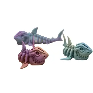 Flexi Skeleton Zombie Shark 3D Printed with Articulating Jaw