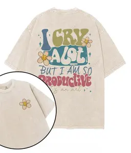 I Cry a Lot Printed Gym Shirt, Gym Shirt, Graphic Gym Shirt, Vintage Washed Tee Conton, Gym Shirt Women, For Men, Ful Size