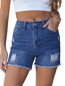 luvamia Jean Shorts for Women High Waisted Ripped Distressed Raw Hem Casual Summer Stretchy Denim Shorts Country Concert