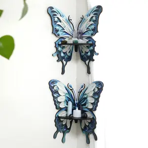 1pc Butterfly Shelf Crystal Shelf Display Wooden Rock Display Shelf Hanging Crystal Wall Shelf Floating Crystal Holder Shelves Butterfly Shape Storage Rack Wall Mount Design for Home Bedroom Decoration