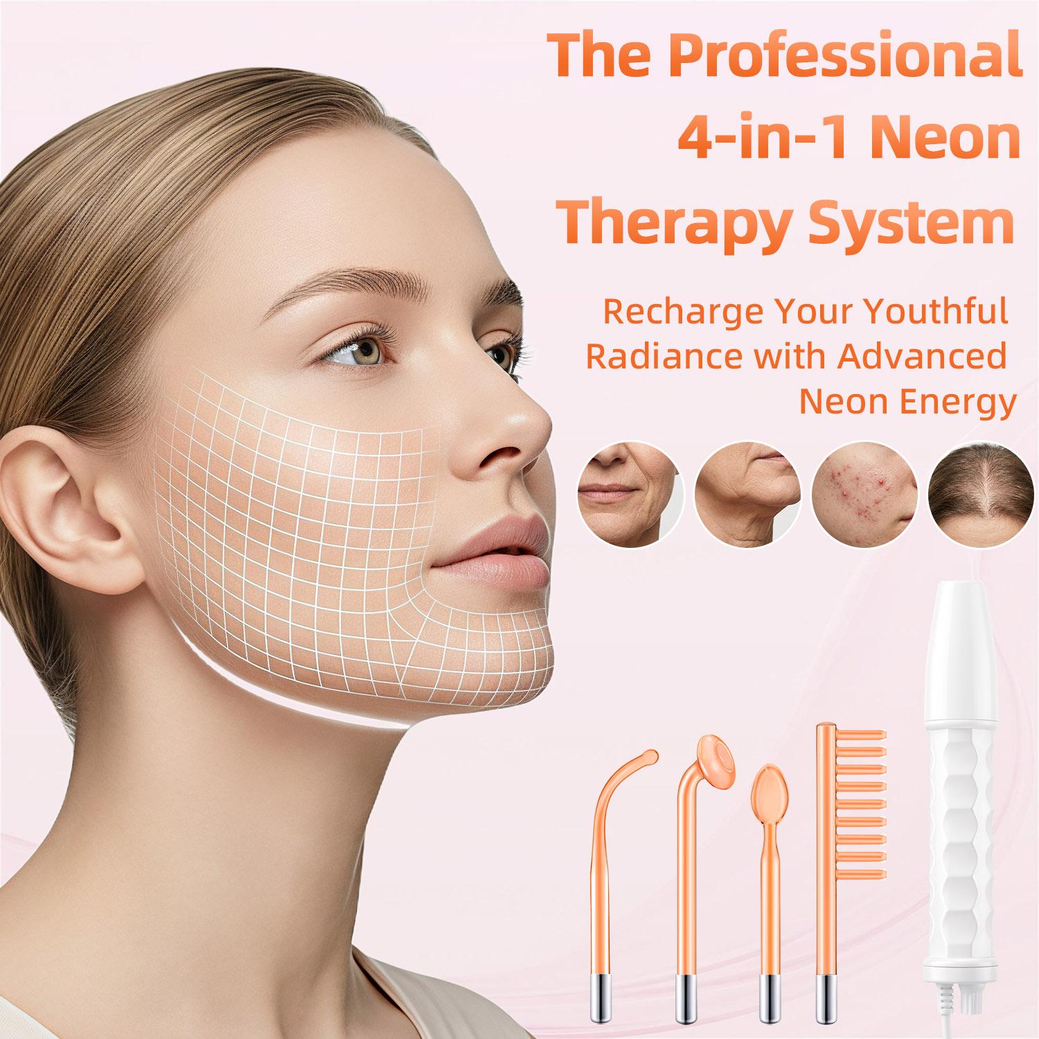 Cotsoco 4-in-1 High Frequency Electrode Wand, Professional Skincare Tools for Women, Comfortable Facial Skin Care Spa Massager, beauty product, Skin Care Gift