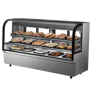 VEVOR Refrigerated Display Case, 32 Cu. Ft./ 901L Large Pastry Display Case, 4-Tier Commercial Display Refrigerator with LED Lighting, Downdraft Cooling, Movable with Casters, for Bakery