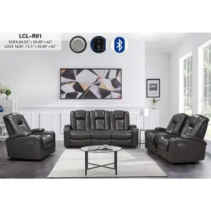 Reclining Living Room Set with Bluetooth technology Dark Gray