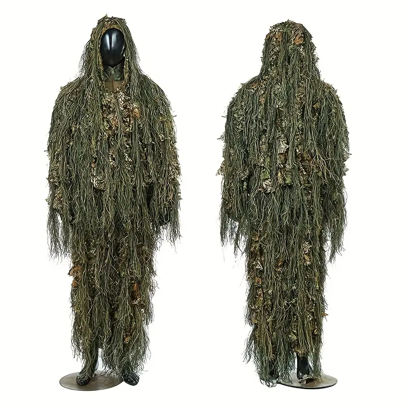 [Bionic Leaf Ghillie Suit] Adult Polyester 3D Bionic Hunting Set - Universal Encrypted Camouflage Uniform, Fits 165-185cm Height, Ideal for Hunting, Outdoor Activities, One Size