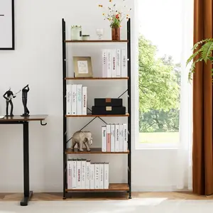 5-Tier Bookshelf - Modern Storage Rack Shelves for Living Room, Home, or Office, 2 Colors spacesaving  bookshelf Bookcase Design Artistic Fashionable