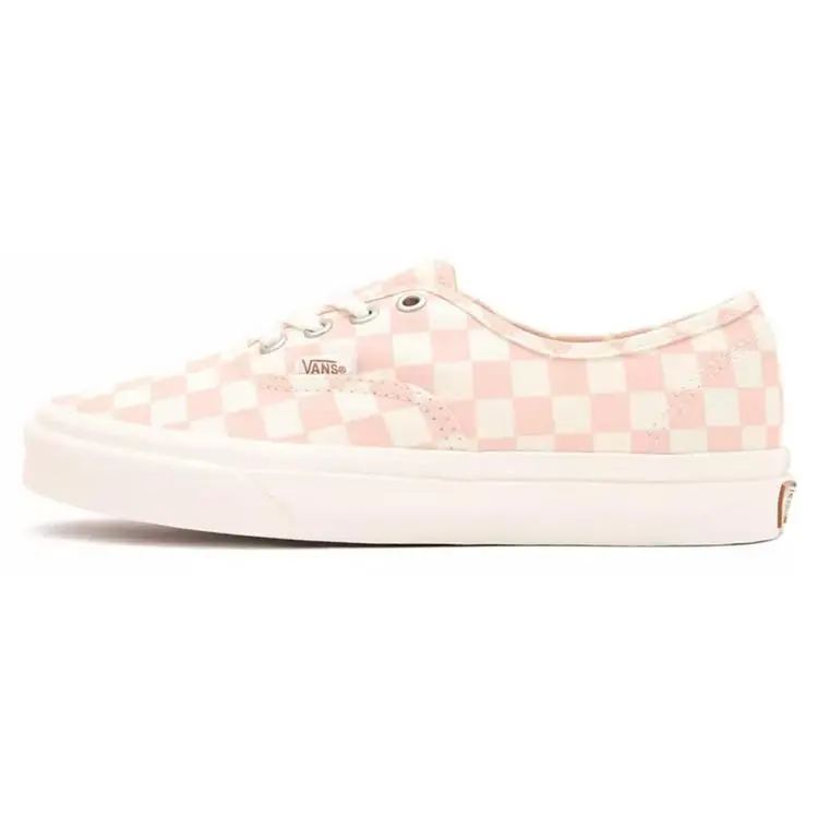 Women's Vans Authentic Canvas Checkerboard Low-Top Skate Shoes - Unisex Pink White Athletic Footwear, Casual Walking Shoes, Flats Trainers
