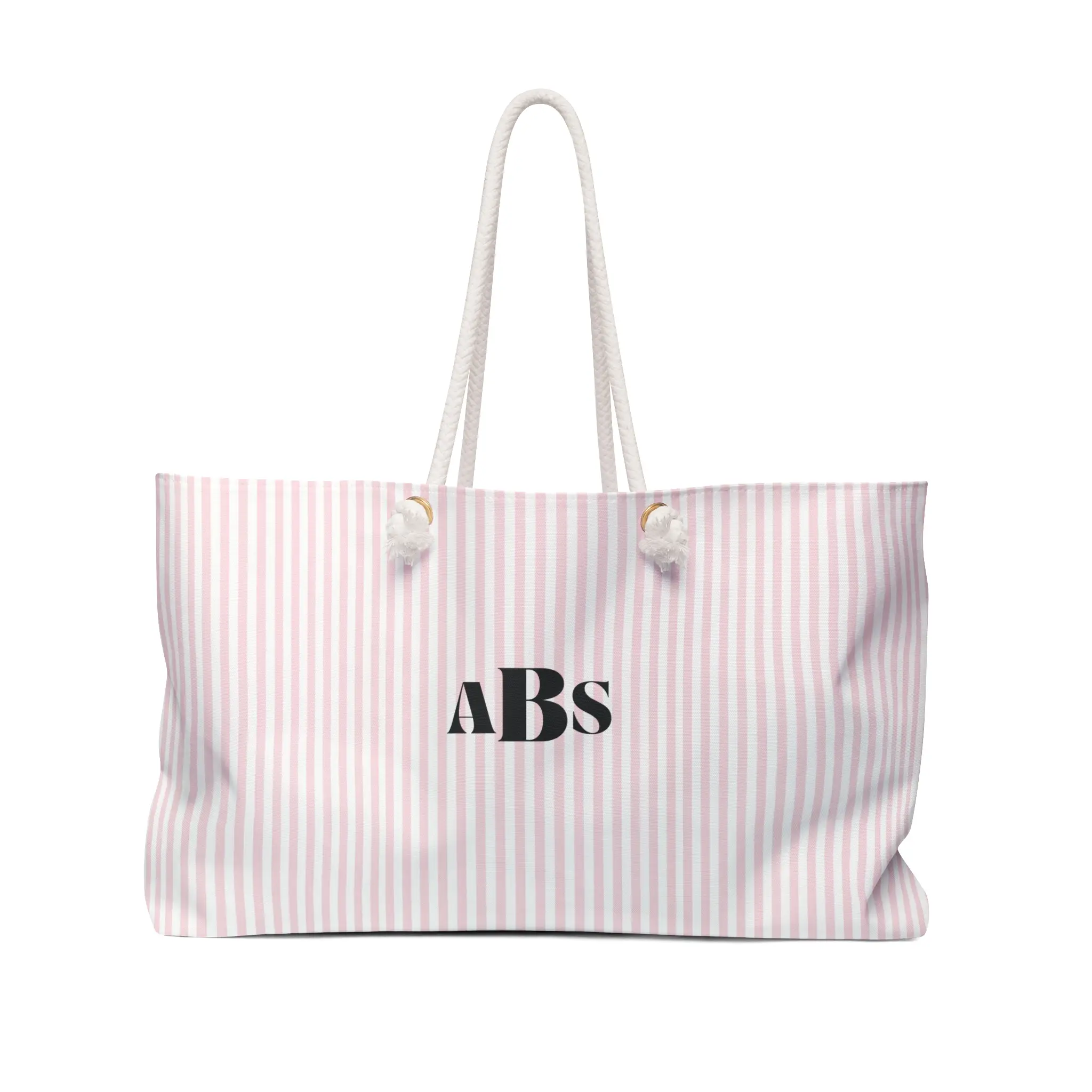 Pink Stripes Weekender Bag - Personalized Monogram Travel Duffle, Overnight Tote, Custom Weekend Carryall, Girls Getaway Luggage, Stylish