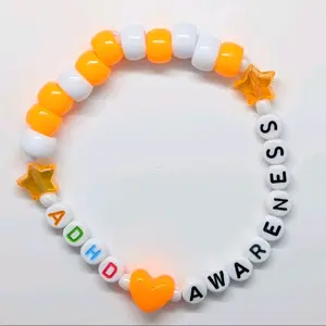 ADHD Awareness Custom Kandi Bracelet with Colorful Beads and Star Charm for Support and Awareness