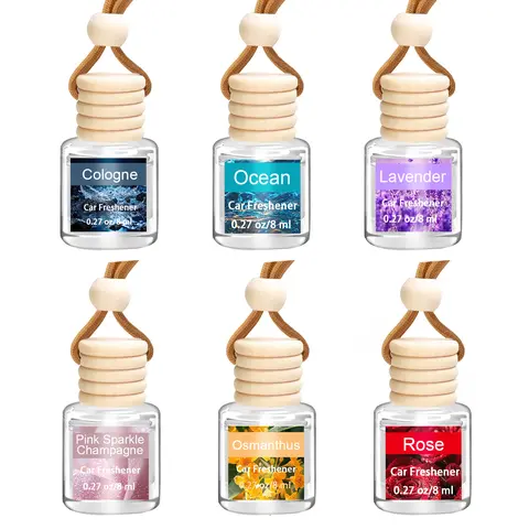 6pcs Compact Scented Hanging Essential Oil Diffusers - Aroma Infusion Car Accessory, Car Fragrance, Odor Remover, All Seasons Use for Bathrooms