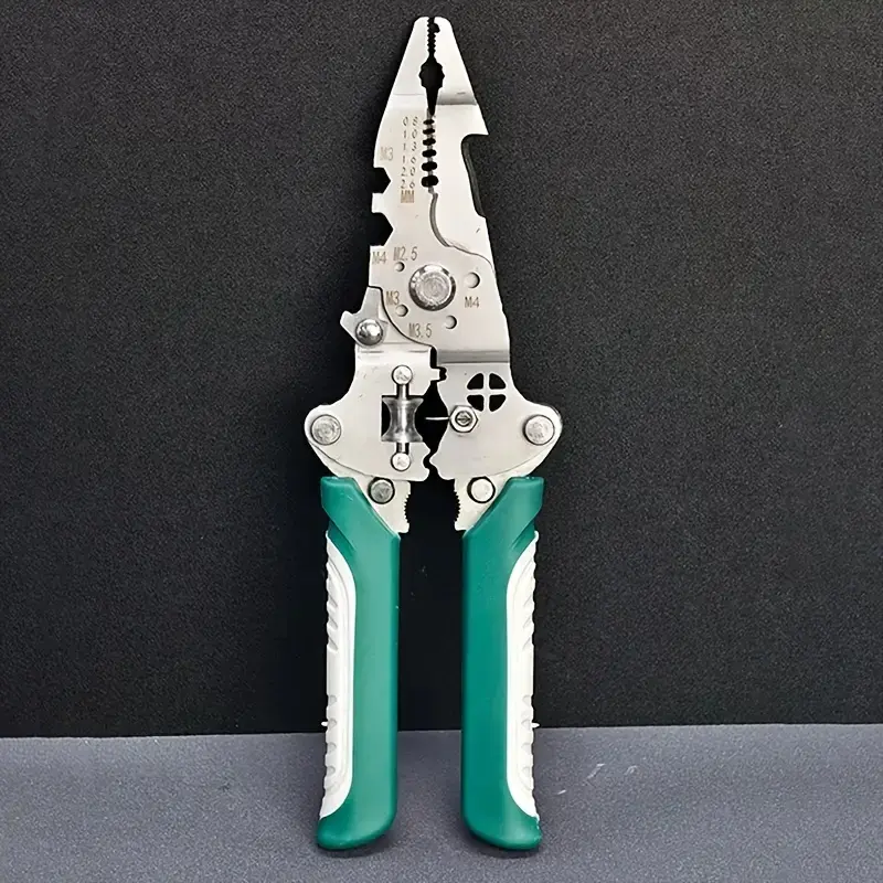 Multifunctional Compact Foldable Wire Stripper - All Seasons Durable Construction Tool for Electricians, DIY Enthusiasts at Construction Sites - Strips Wires, Crimps Terminals, Cuts Cables, Twists Pipes