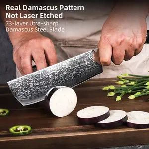 Classic 7 Inch Nakiri Knife VG10 Damascus Steel Chef's Cleaver Japanese Knife Kitchen Utensils Meatcleavers Cutting Cooking