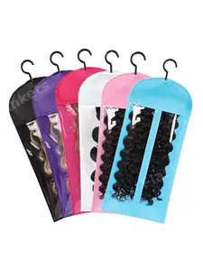 6/12PCS Wig Storage Bag With Hook Wig Storage Hanger Zipper Transparent Dustproof Wig Storage Bag, Hair Extension Holder Wig Bag Wig Storage For Multiple Wigs Holder Hair Extension Hanger Wig Tool Wigs Accessories For Salon & Home Use