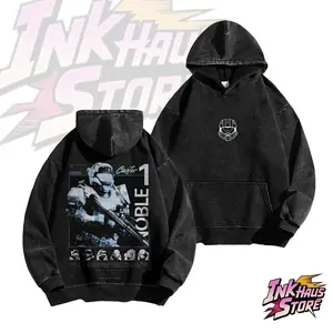 *Noble Team* design from the Halo series of games, specifically Spartan Carter-A259(Noble 1)--Long Sleeve Cotton Unisex Vintage Hoodie