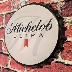 Michelob Ultra Metal Bottle Cap Wall Sign 15 Inch Decorative Bar Accessory