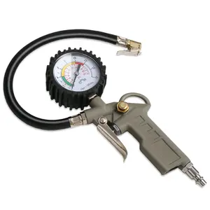 Tire Inflator with  Gauge, 0-220PSI Dial Wheel Air Tire  Gauge, Heavy Duty Rubber Hose with Quick Coupler, Air Compressor Tire Inflator Attachment for