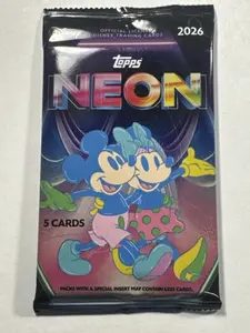 Topps Disney Neon 2026 Official Licensed Trading Cards, Includes 2 Numbered Parallels, Sold in Packs