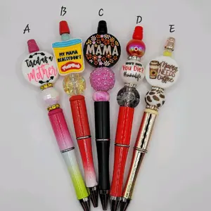 Mama Themed Beaded Pens - Unique Design with Colorful Beads, Ideal for Crafting and Writing
