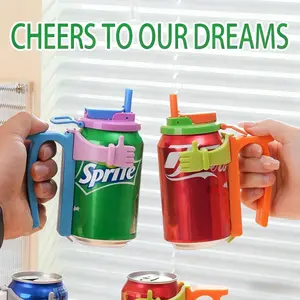 Soda Can Lid and Holder Set, Includes Anti-Spill Cup Cover & Straw, Easy-Open Can Stand, Multiple Colors Available