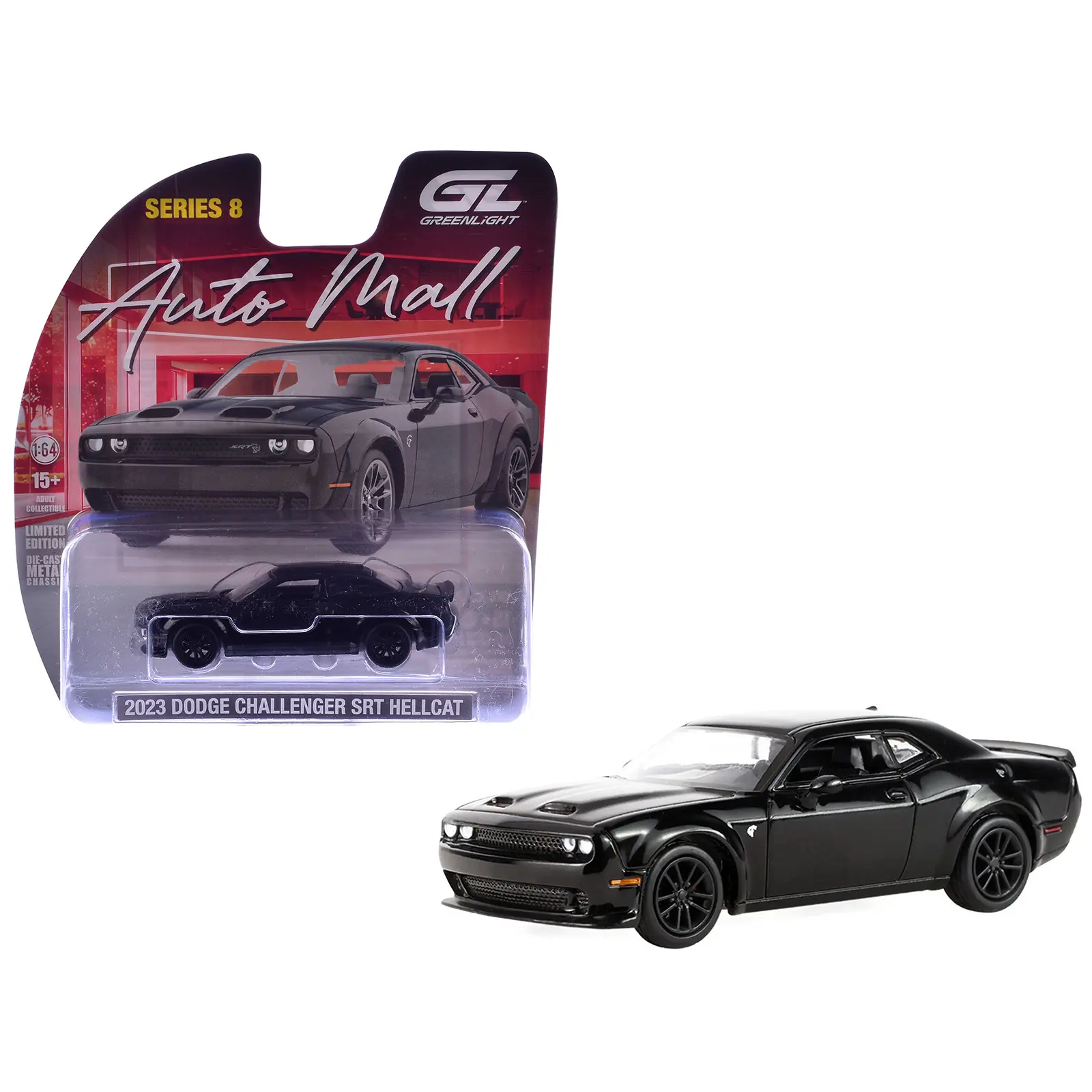 2023 Dodge Challenger SRT Hellcat Widebody Black "Auto Mall" Series 8 1/64 Diecast Model Car by Greenlight
