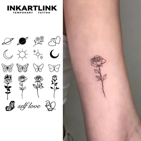 INKARTLINK Tattoo Tech Semi-Permanent Sticker Tattoos - 2 Sheets Self Love Butterfly Designs, Waterproof, Realistic Look, No Adhesive Reflection, 1-2 Weeks Long-Lasting, All Skin Types, Adult Use