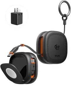 VRURC T009 3-in-1 wireless charger, all-in-one cable, double the speed, 25W Qi2.2 Fast Charging, Cool Dual-Zone, Multi-Angle Magnetic Viewing Stand, On-the-Go Top-Up,The Mobile Office