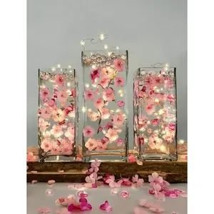 50/100pcs Artificial Cherry Blossoms Vase Filler Decor, Artificial Flower For Floating Candle Centerpieces, Floating Pink Sakura Flowers, Faux Flower Vase Fillers For Wedding Table Centerpiece Party Home Bar Restaurant Decoration Home Decor Room Decor Gla