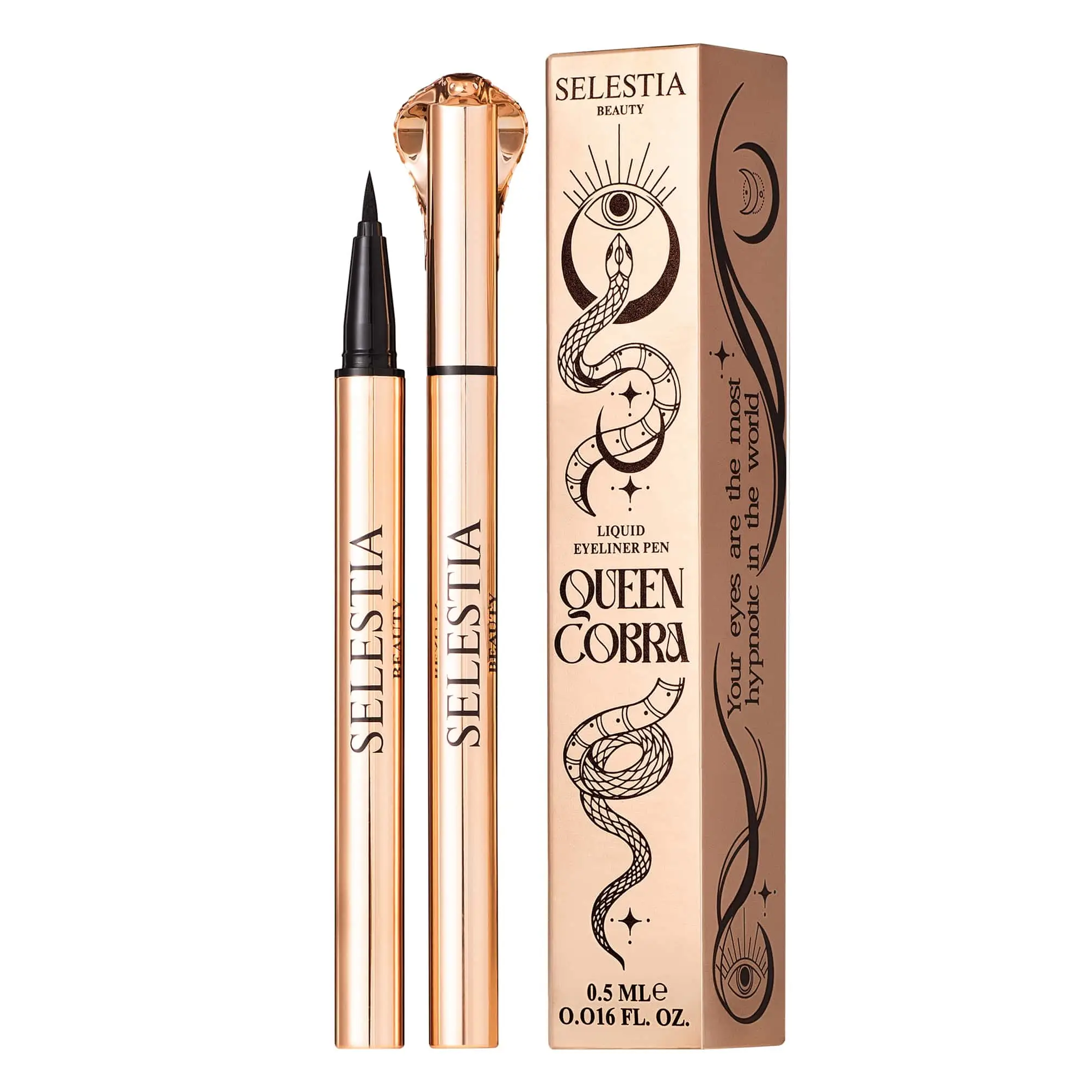 SELESTIA BEAUTY Liquid Eyeliner Pen Queen Cobra - Long Lasting Eyeliner Pencil - Black Eyeliner Liquid Liner for All Day Wear 0.016 fl. oz.