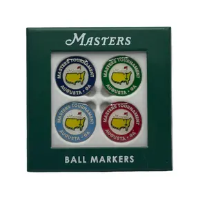 Official Masters Tournament Golf-Themed Ball Marker Set, 4-Piece Color Logo Metal Design, Golf-Themed Ball Markers