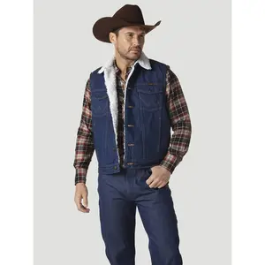 Wrangler Mens Sherpa-Lined Denim Vest