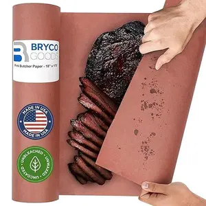 BRYCO GOODS Pink Butcher Paper Roll 18"x175' 2100 Inch Food-Grade Unbleached Uncoated Unwaxed for Smoker BBQ Grilling Smoking Meat USA Made Bakeware Utensils