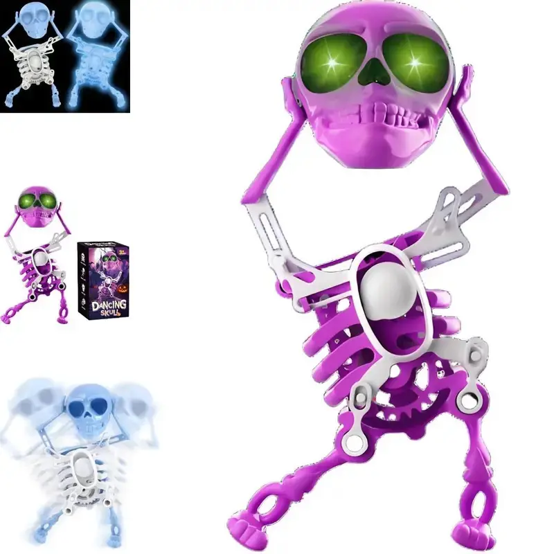 Dancing and Swinging Skeleton Toy, Wind-Up Mechanical Luminous Movable Skeleton Model, Flexible and Bendable Skeleton