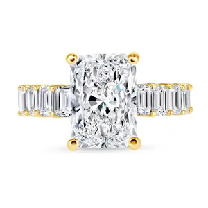 The Hailey: 4CT Elongated Radiant Cut Diamond in 14K Gold