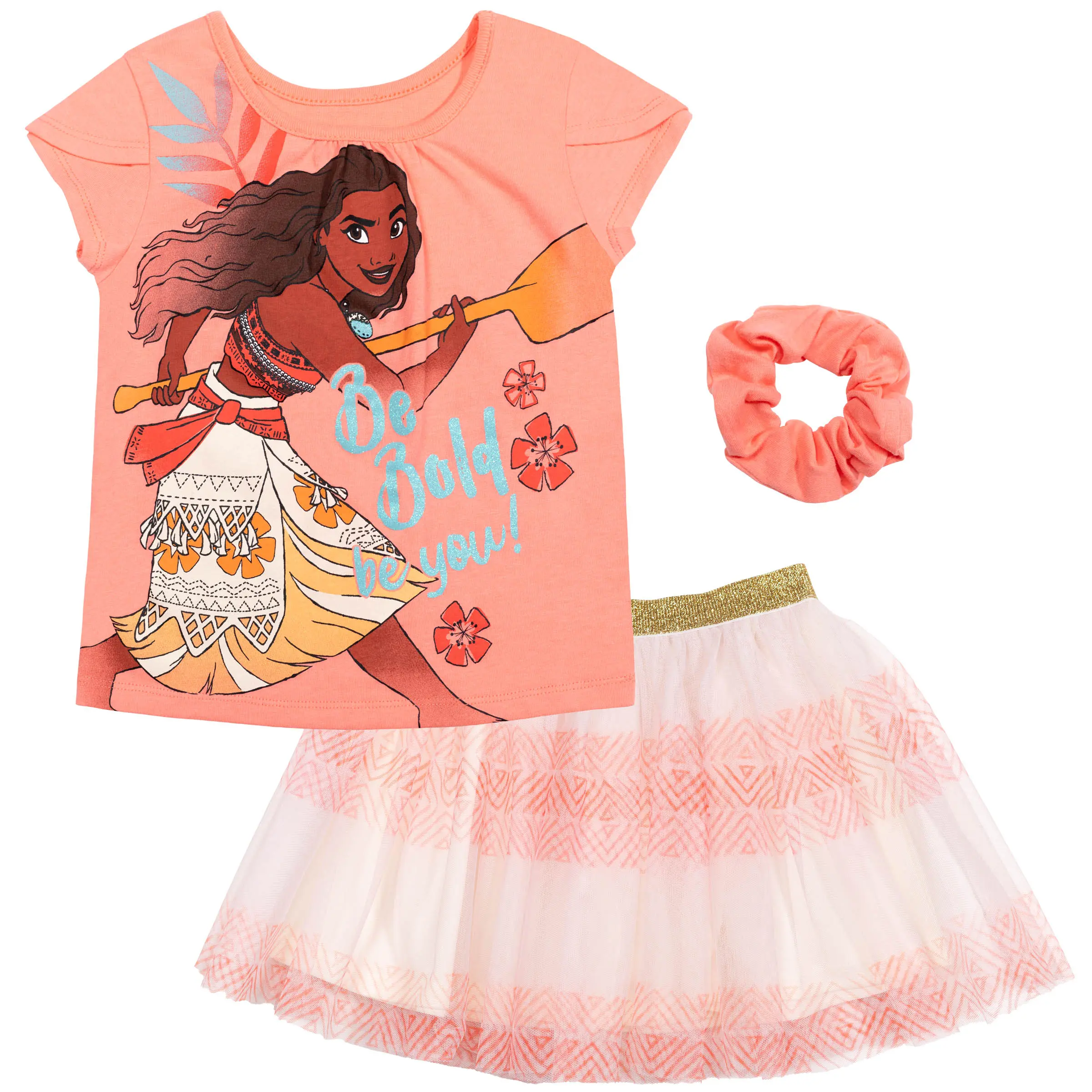 Disney Princess Girls' T-Shirt and Tutu Skirt Set with Scrunchie Toddler to Big Kid