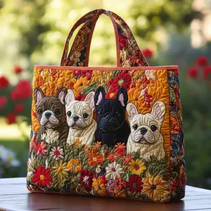 Frenchie Garden | Handmade Quilted Tote