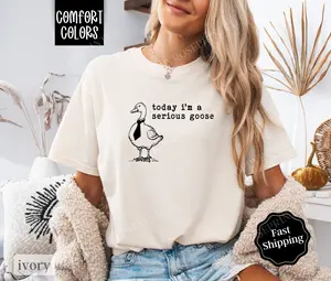 Serious Goose Shirt Comfort Colors, Retro Funny TShirts, Women's Oversized Graphic Tee