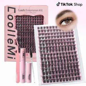 CoolleMi LuxeLift 192PCS Lash Clusters Kit | Soft Fluffy D-Curl Mixed Dense Extensions | DIY Individual Lashes with Waterproof Bond, Seal, Remover & Tweezer | Natural-Volume Enhancements | Summer Festival Makeup #GlobalPicks #SummerVibes