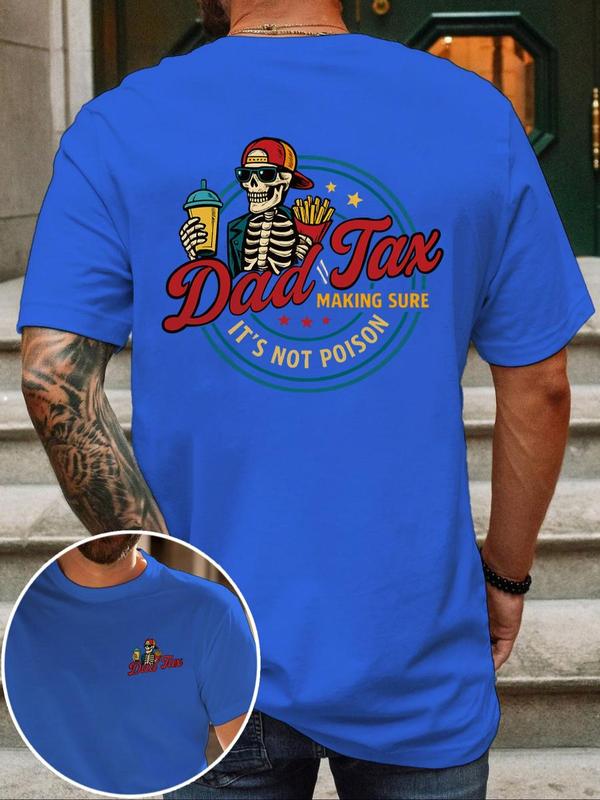 Men's Regular Fit Skeleton Print Round Neck Tee, Casual Short Sleeve Crew Neck T-shirt for Summer, Fashion Men's Top for Daily Wear, Tropical