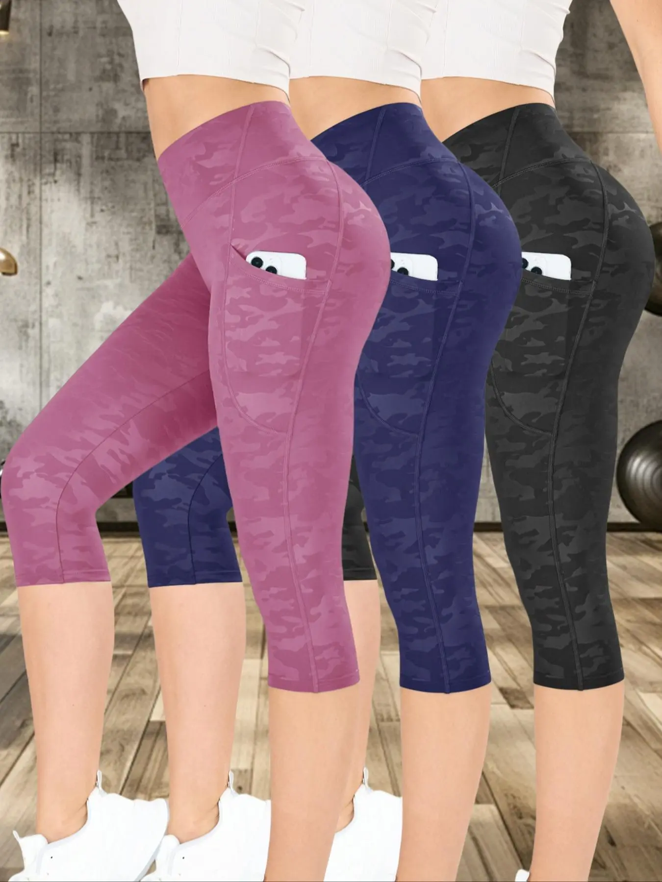 Women's Camo Print Gym Shorts, Yoga Workout Shorts, Breathable Comfortable Shorts, Athletic Shorts, High Stretch Yoga Leggings, Athletic Bottoms, Activewear Bottoms, Ladies Sportswear, Fitness Clothes, Female Gym Clothes for Indoor Outdoor Wear
