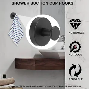 Stainless Steel Suction Cup Hooks No-Drill No-Damage Vacuum Suction Hooks Kitchen Bathroom Bedroom Essentials Clothes Hooks Towel Hooks Organiser
