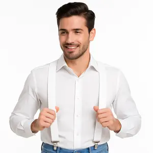 Classic White Adjustable Y-Back Suspenders