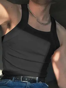 INCERUN Men's Fashion Simple Tank Top, Summer Solid Color Sleeveless Vest, Suitable for Daily Sports Wear