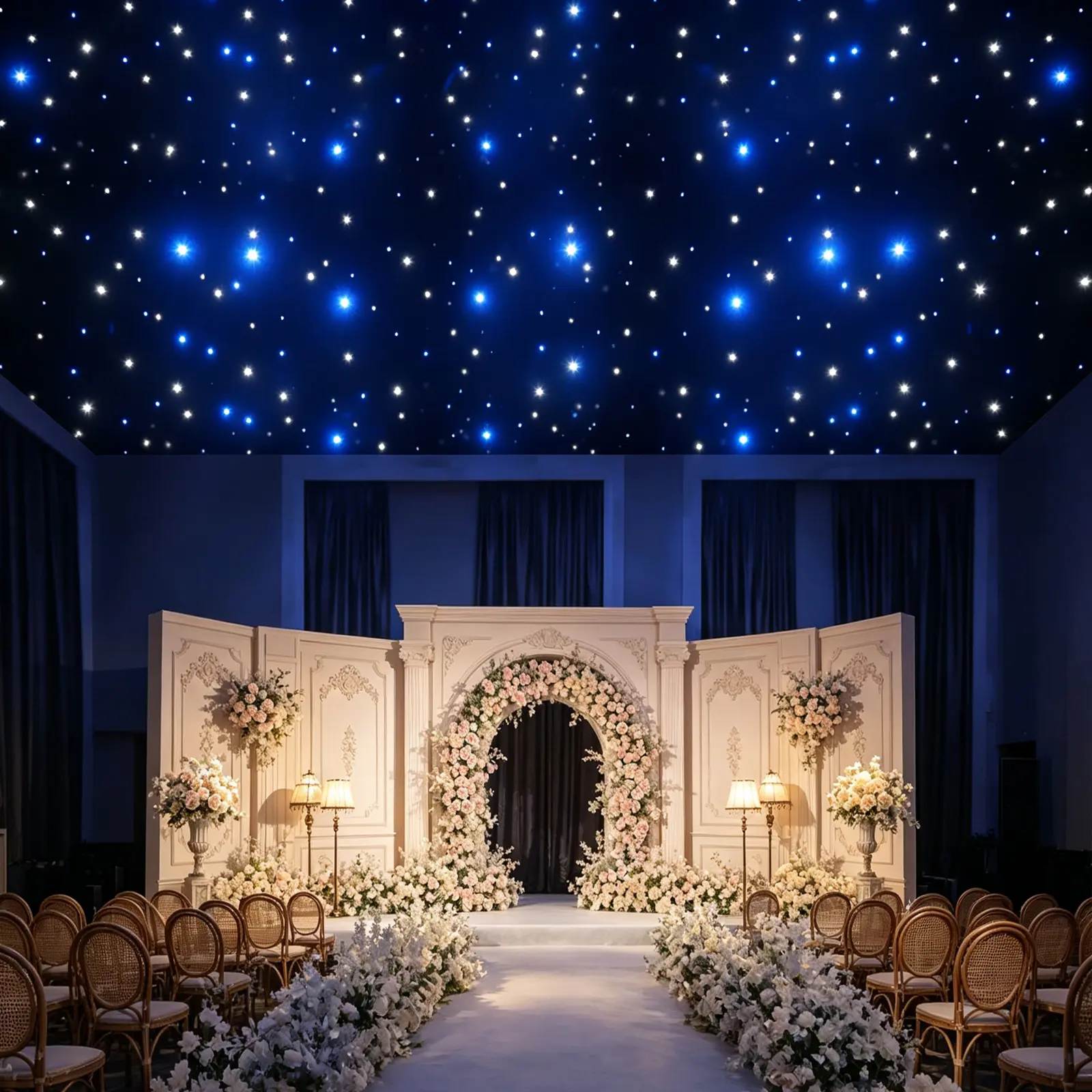 LED Star Backdrop Curtain (6x3m), Black Velvet with 360 LEDs, DMX512 Control & Remote, 110V US Plug for Stage Performances, Photo Studios, Indoor-Outdoor Festive Decor