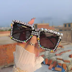 Trendy Women's Pearl Square Sunglasses for Special Occasions like Weddings and Birthdays
