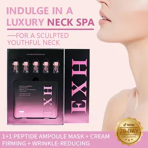 EXH Neck Firming Mask Collagen & Peptide Infused Sheet for Crepey Skin Tighten Lift Hydrating Moisturizing Wrinkle Care Radiant Smooth