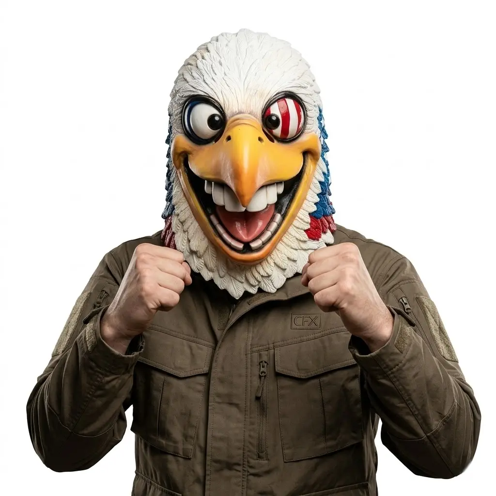 PATYGR Funny American Flag Eagle Mask - Patriotic Latex Costume Headpiece for 4th of July, Halloween & Party